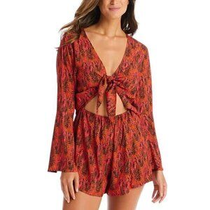 Bar Iii Women's Viper Knot Long-Sleeve Romper Cover-up